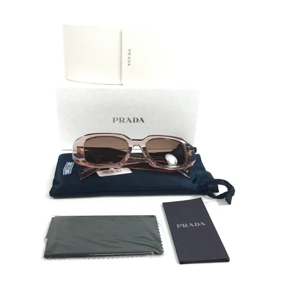 Prada Sunglasses SPR17W-F 19Q-10D Transparent Peach Asian Fit with Brown Lenses - Picture 2 of 13